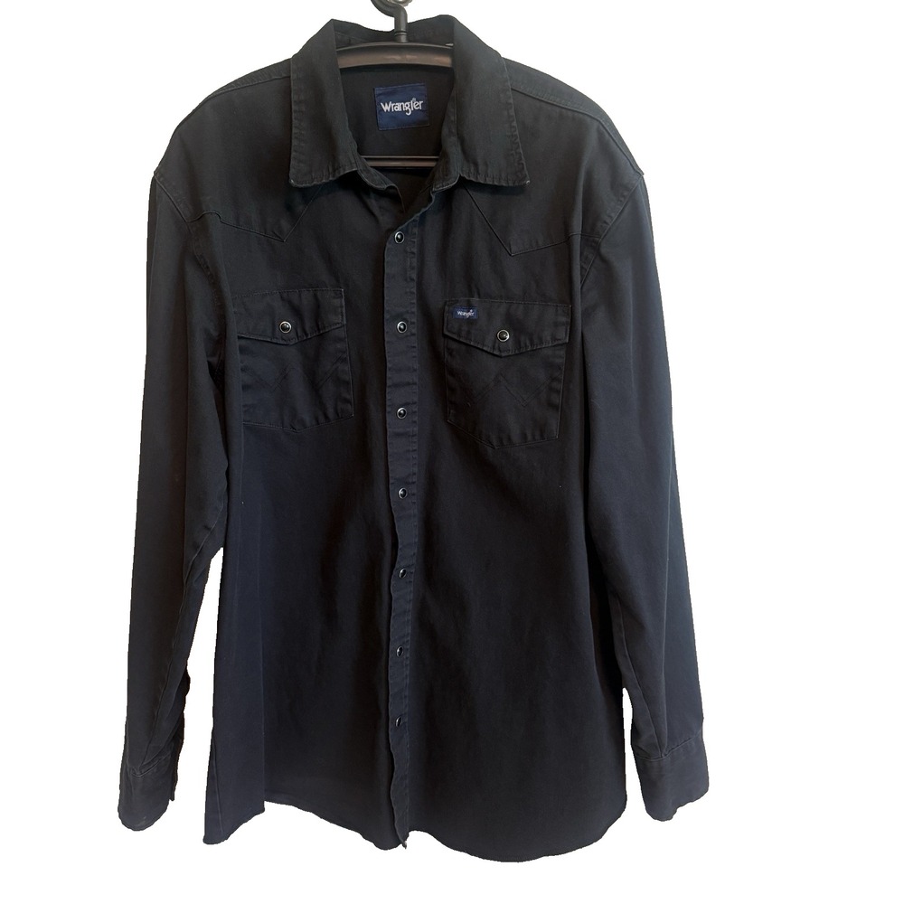 Wrangler Mens Black Performance Shirt XLT Snap Buttons Workwear Casual